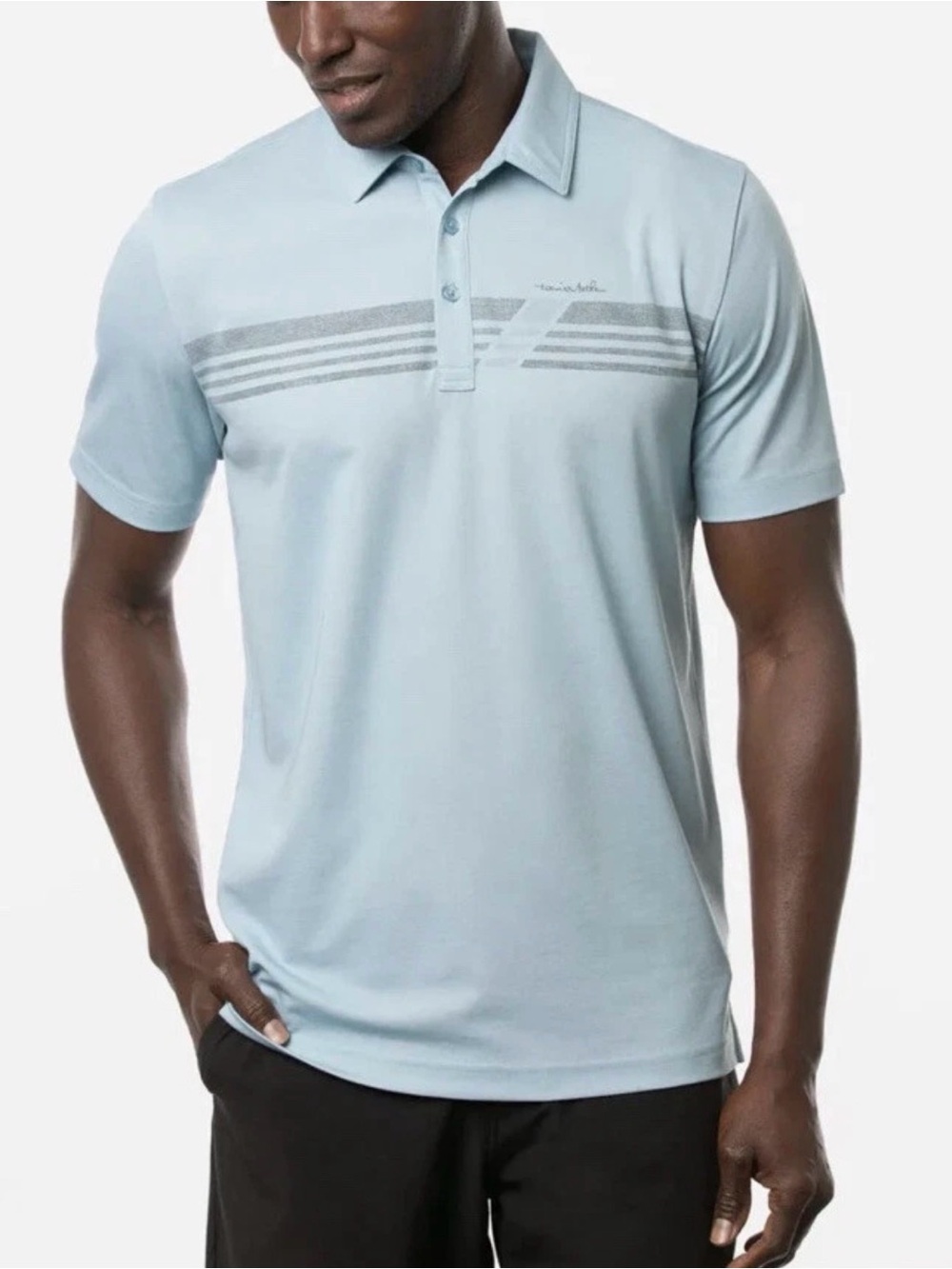 TravisMathew Even Money Short Sleeve Golf Polo Shirt - Light Blue